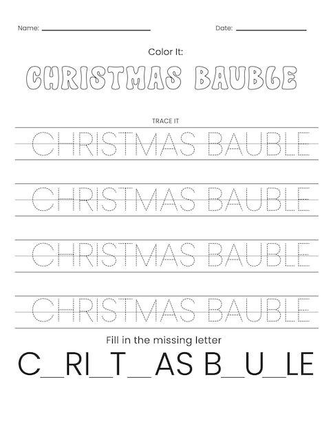 Christmas Word Tracing Worksheets