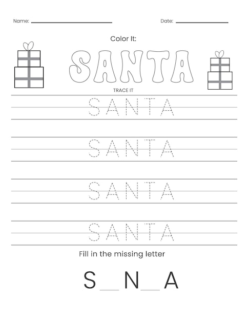 Christmas Word Tracing Worksheets