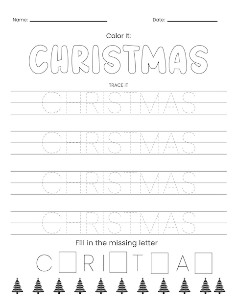 Christmas Word Tracing Worksheets