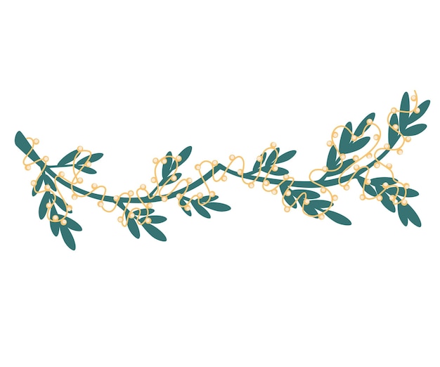 Christmas wreath Decor for New Year Christmas and holiday Wreath with holly berries mistletoe pine and fir branches cones rowan berries Hand drawn illustration isolated on the white background