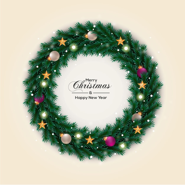 Christmas  Wreath Decoration  Green Pine Leaf And Red Ball