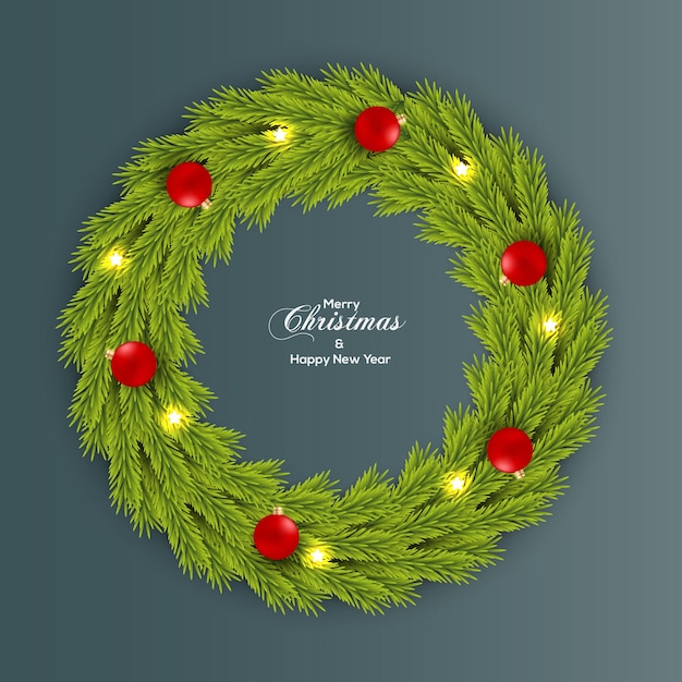 Christmas  Wreath Decoration  Green Pine Leaf With  Color Ball