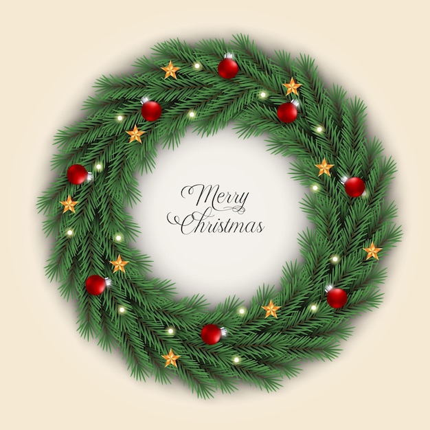 Christmas  Wreath Decoration  Green Pine Leaf With  Golden Ball