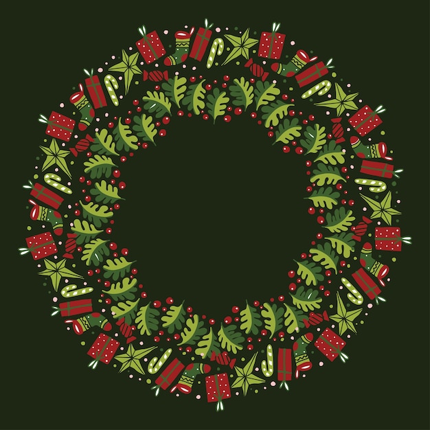 Vector christmas wreath design vector.