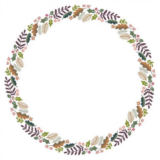 Christmas Wreath Design Vector.