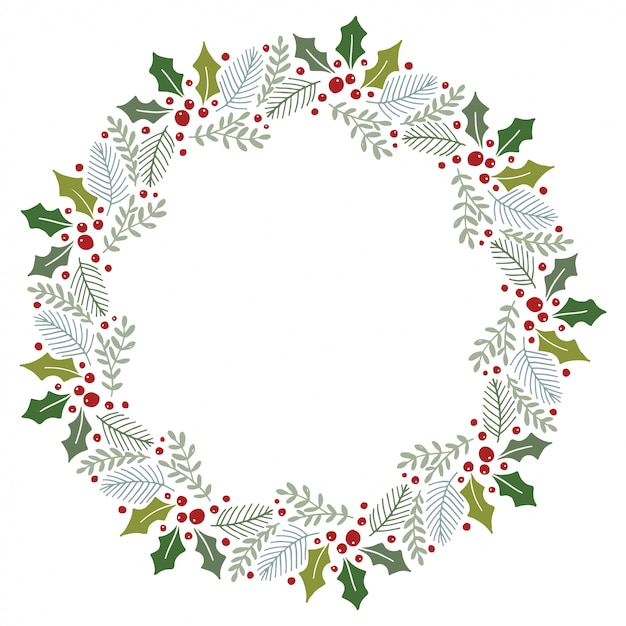 Christmas Wreath Design Vector.