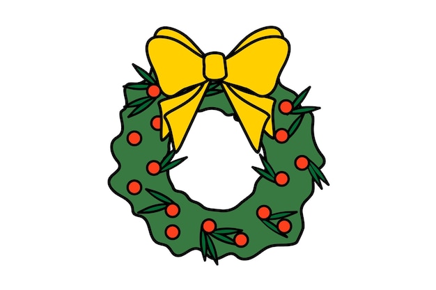 Christmas wreath in flat style