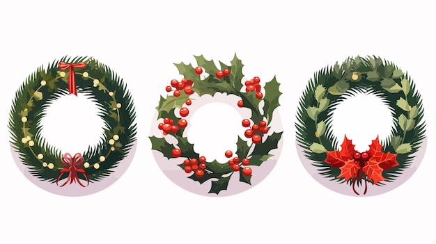 Christmas Wreath Icon Isolated on White Background