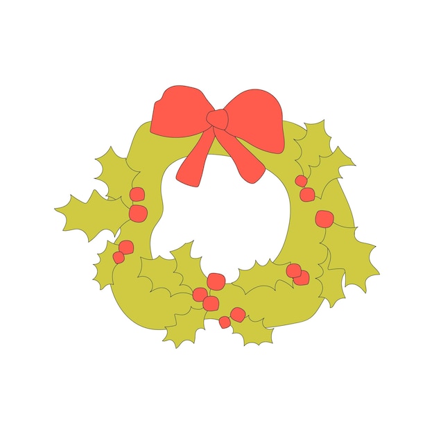 Christmas wreath illustration New Year decorative vector element colorful holiday wreath icon