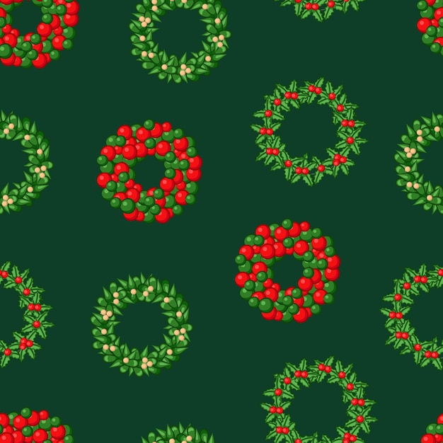 Christmas wreath seamless pattern.