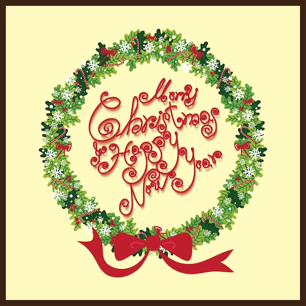 Christmas wreath vector.