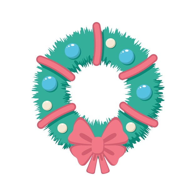 Christmas wreath with bow and balls