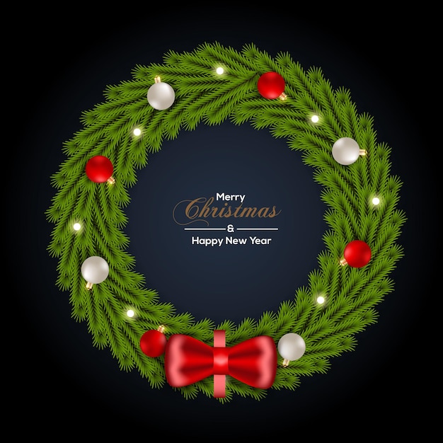 Christmas Wreath With Silver And Red Color Concept