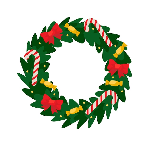 Christmas wreaths with bows illustration