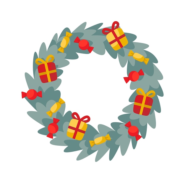 Christmas wreaths with toys illustration