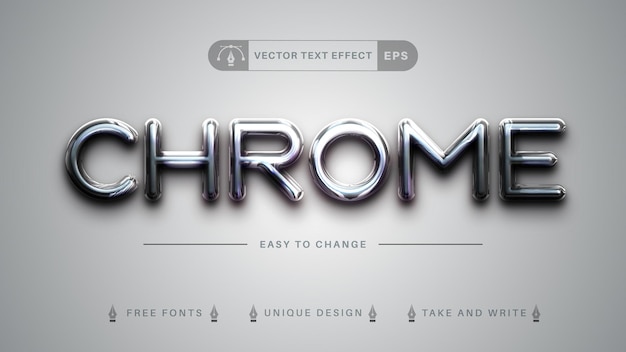 Chrome - Editable Text Effect, Font Style