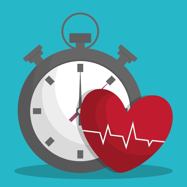 chronometer and cardio heart icon