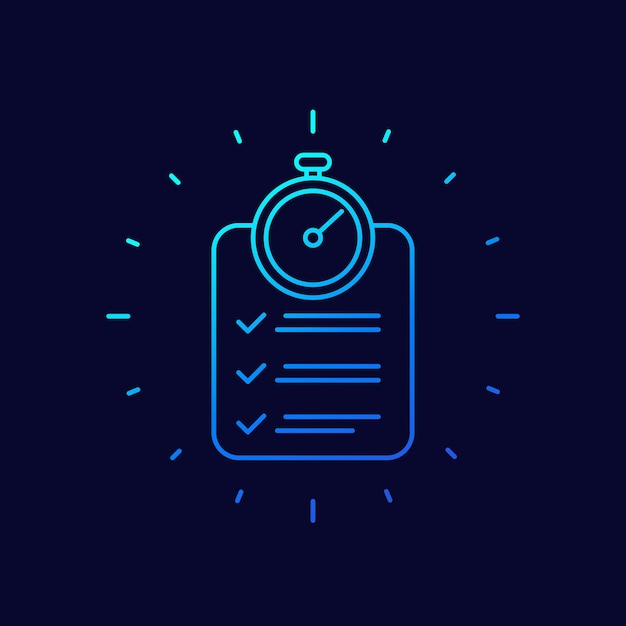 Chronometer and checklist line vector icon