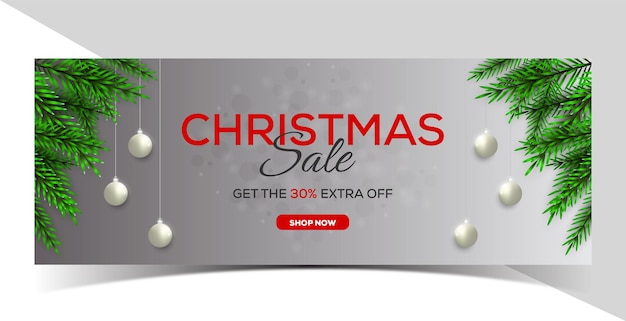 Chrsitmas sale banner design with pine branch