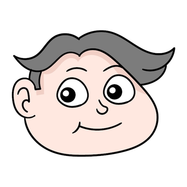 Chubby cheeked boy head smiling doodle icon drawing