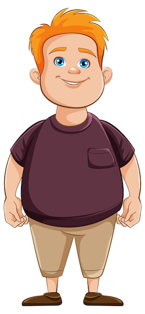 Chubby Teen Man in TShirt Cartoon