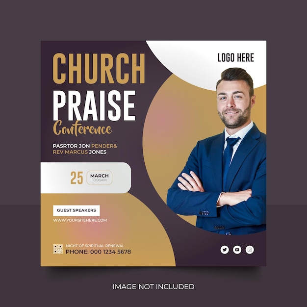 Church conference Christian sunday service social post template