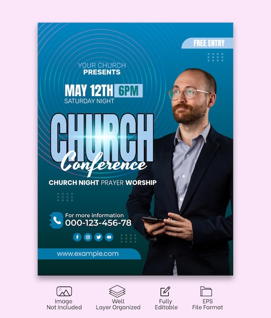 Church conference flyer design template