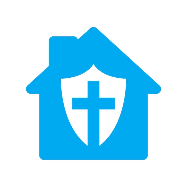 Church icon House icon with christian cross symbol Vector illustration