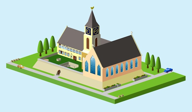 church isometric vector