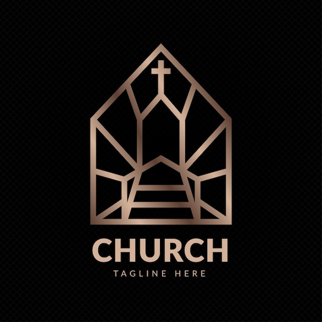 Church minimalist and elegant abstract line art building logo for Christian and catholic community