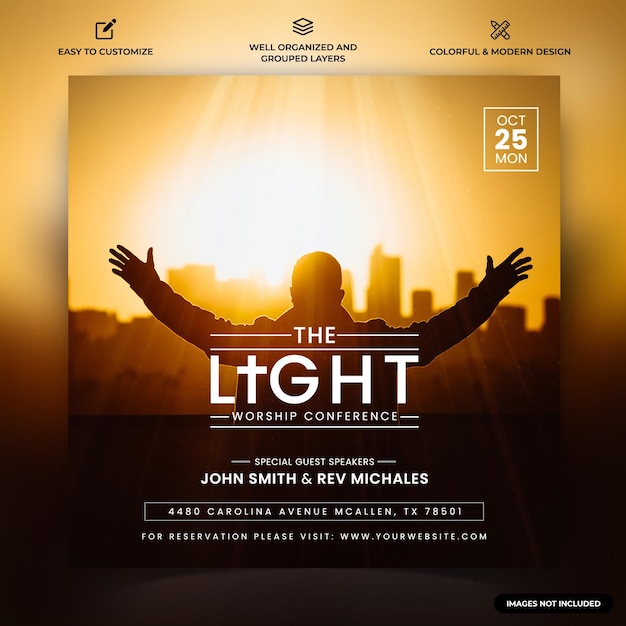 Church Motivational Speech Instagram social media post web banner template vector premium