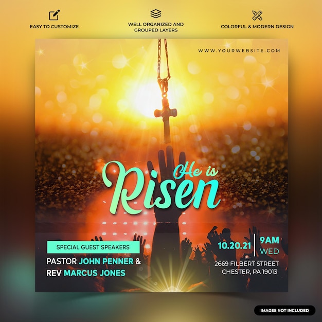 Church Motivational Speech Instagram social media post web banner template vector premium