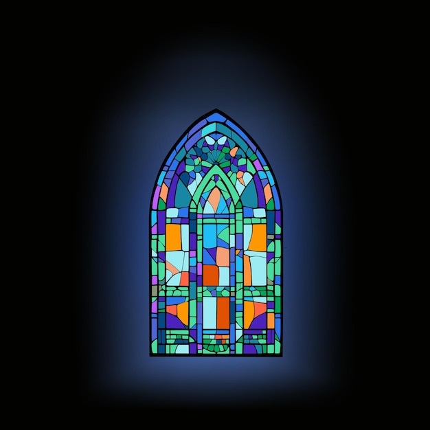 Church panes decorated with colored mosaic glass in different shapes