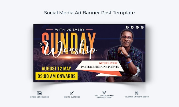 Church Speech social media facebook ad banner post template premium vector