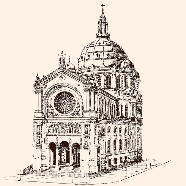 Church of St Augustine Cathedral building in the classical style with arches statues and dome