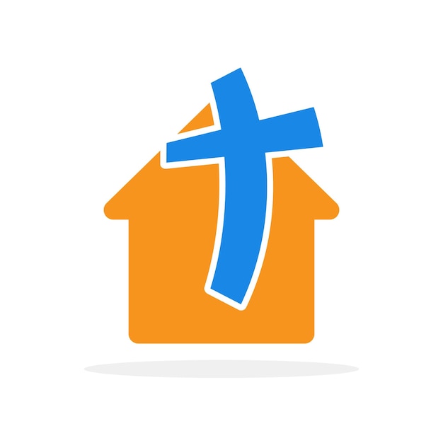 Church symbol Christian cross icon Vector illustration Church House icon