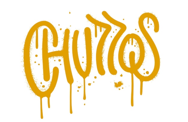 Churros hand drawn lettering word in urban street graffiti style vector textured hand drawn illustra