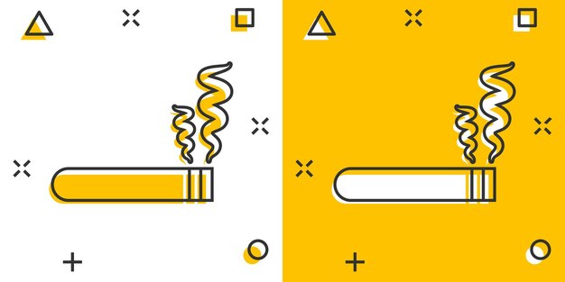 Vector cigarette icon in comic style smoke cartoon vector illustration on white isolated background nicotine splash effect business concept