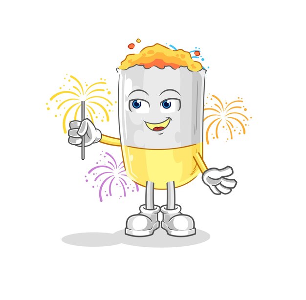 Cigarette with fireworks mascot cartoon vector