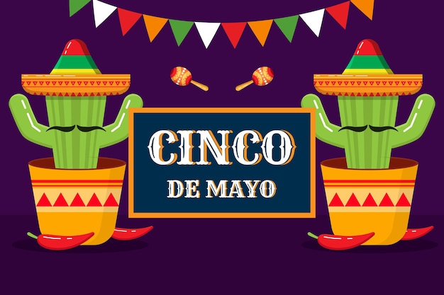 Cinco de mayo background design with kaktus