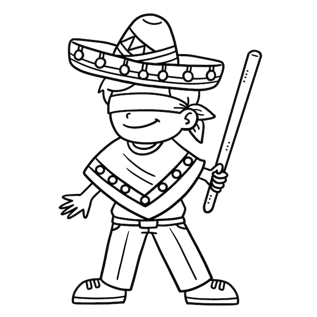 Cinco de Mayo Blindfold Mexican Boy Isolated