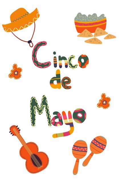 Vector cinco de mayo festival card hand drawn