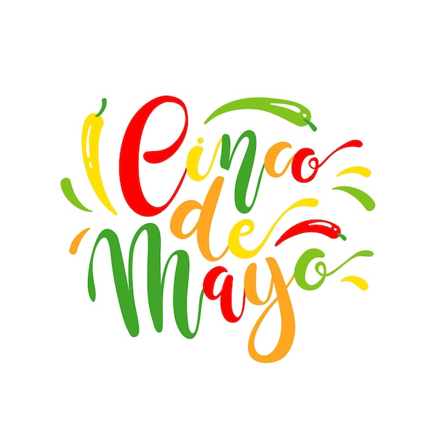 Cinco de Mayo hand drawn lettering Perfect for poster greeting card logo tshirt banner Vector illustration EPS 10