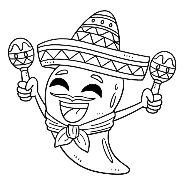 Cinco de Mayo Jalapeno with Sombrero Isolated