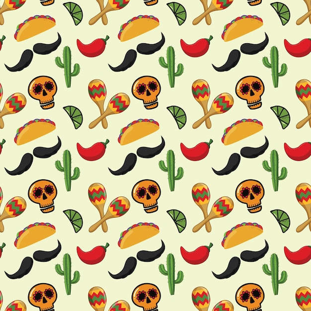 Cinco De Mayo Party Seamless Vector Pattern Design