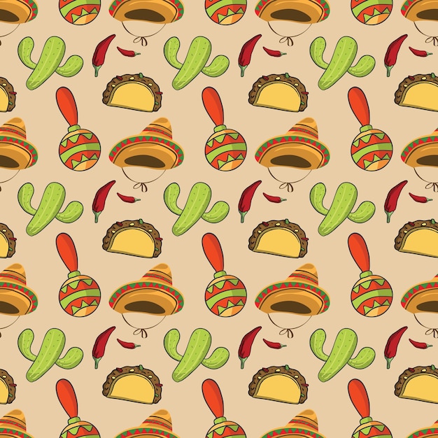 Cinco de Mayo Seamless Vector Pattern Design