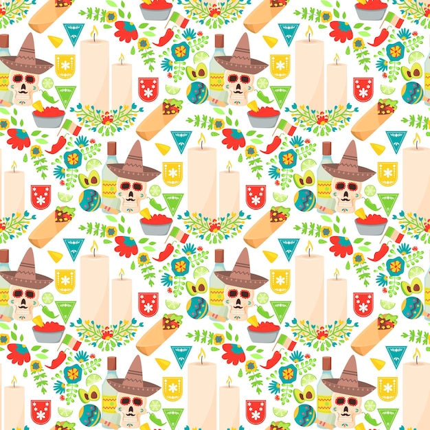 Cinco de Mayo Viva Mexico seamless pattern