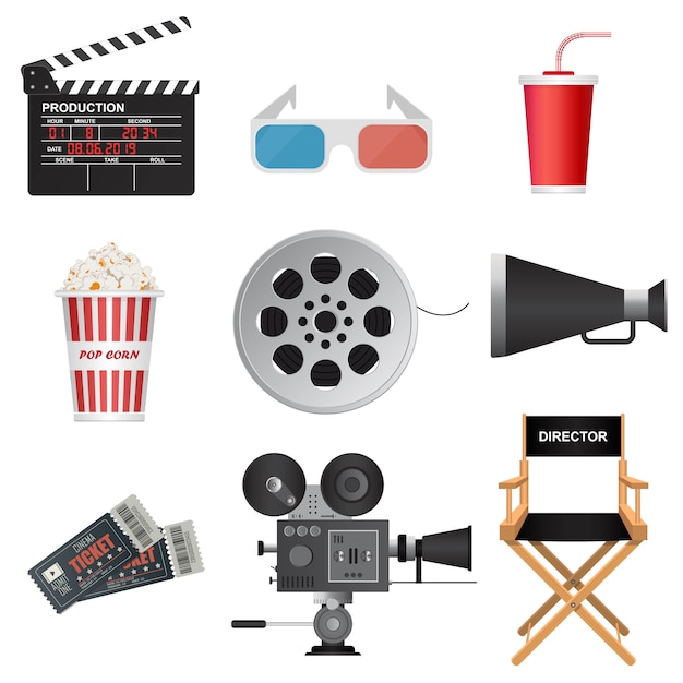 Cinema 3D icons illustration