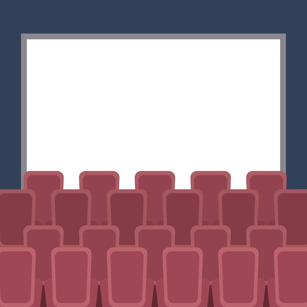 cinema auditorium with seats and white blank screen