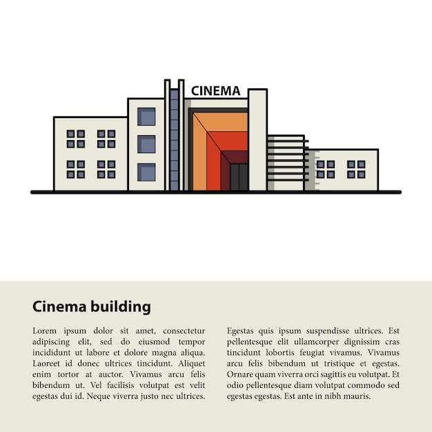 Cinema building. Template for your text at the bottom